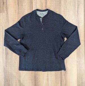 Eddie Bauer Men’s XL Waffle Knit Henley Long Sleeve Blue Shirt